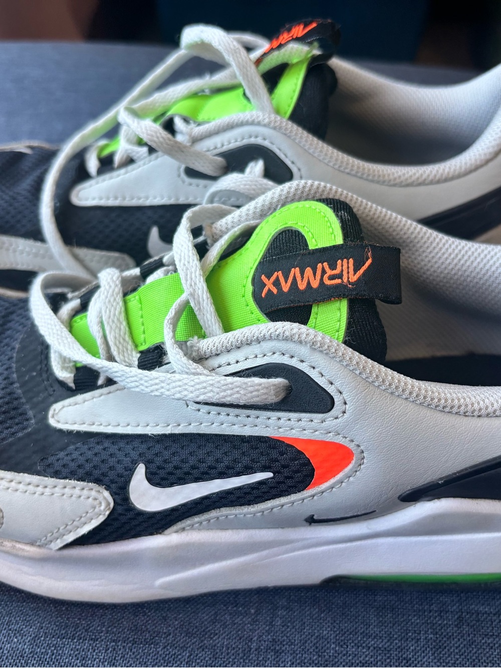 Nike Kids' Air Max Black White Neon Green with Orange Accents